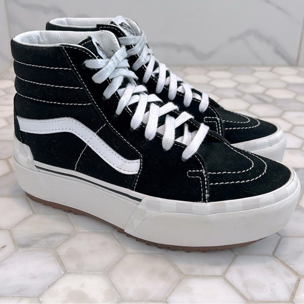 Vans Sk-8 Tapered Hi High Top Black & White Stacked Platform Sneakers Women’s 7